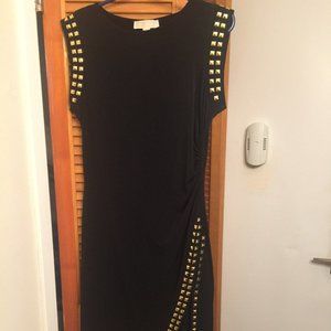 Michael Kors formfitting gold studded slit dress